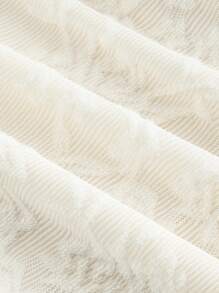 SHEIN MOD 加大码女式蕾丝鱼尾裙，优雅适合工作、日常休闲和度假，夏季 - 米色 - 查看 4