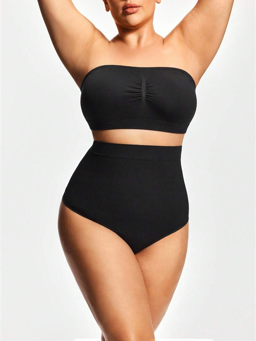 SHAPORA Conjunto de modelador sexy plus size com top tubinho e shorts vazados