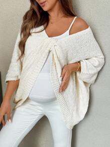 SHEIN Fall Clothes Bat Wing Sleeve Front Twist Detail Solid Color Maternity Sweater