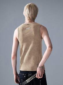 NEON BLANC Men's Streetwear Fashion Knitted Crew Neck Embroidered Sleeveless Tank Top