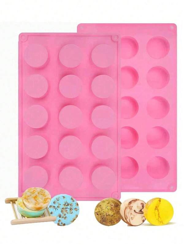 SHEIN 1pc Cylinder Silicone Soap Mold, 15 Cavity Round Silicone Molds For Handmade Soap, Lotion Bars, Bath Bombs