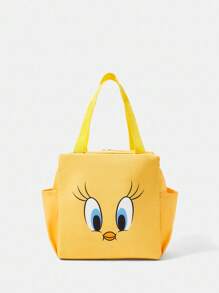 LOONEY TUNES X SHEIN Cute Cartoon Lunch Bag, Large Capacity Water-Resistant Lunch Box Bag For School Students, Travel & Picnic - Yellow - View 2