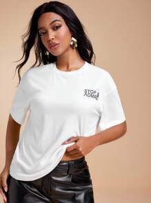 VALERIA GÓMEZ Weißes geripptes Kurzarm-T-Shirt mit Aufdruck für den Sommer, für Damen, Urlaub, Freizeit, T-Shirt mit Van-Gogh-Grafik, weißes Grafik-T-Shirt, übergroßes Grafik-T-Shirt, Grafik-T-Shirts für Damen, Kunst-T-Shirt für Damen