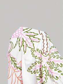 SHEIN MOD Shorts de pierna ancha con dobladillo bordado de flores isla para tallas grandes