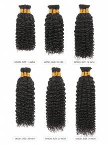 Boho Braids 3 束高容量编织发，散装无纬 Jerry Curl 钩针真人发自然黑色接发，足够整个头部重量 4.93 盎司 Jerry Curly 无结辫子接发 - Natural Black - 查看 3