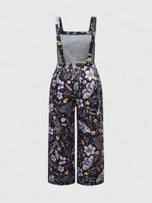 ROMWE Spring/Summer Plus Size Women Fairycore Butterfly & Floral All-Over Print Camisole & Wide Leg Pants - Purple - View 5