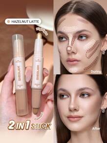SHEGLAM 2-In-1 Contour & Highlight Stick-Hazelnut Latte Brand Beauty Makeup Face Paint Cosmetic For Women Girls Perfect For Fall Winter Ideal For Y2K Fancy Fashion Suitable For Birthday Christmas Present Party Ready Best Color
