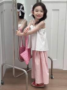 Dazy Kids Áo yếm thêu chấm bi cho bé gái - trắng - Xem 3