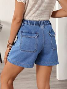 EMERY ROSE Women's Casual Washed Denim Shorts With Big Pockets, Summer - Blue - View 2