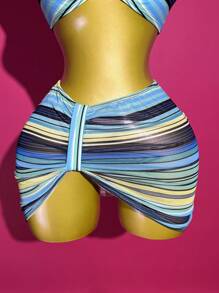 Slaydiva 2 Pieces Striped Swimwear Set - Style A, Fashionable For Summer, Tank Tops - Multicolor - View 7