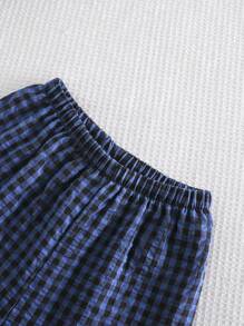 2 piezas Conjunto de chándal de niña con top de cárdigan y pantalones con bordado de dibujos animados, de tejido premium, color azul marino, ropa de dormir/de estar en casa