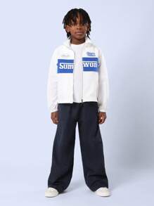 SUMWON Premium Nylon Cargo Trousers Youth Relaxed Wide Leg Pants Fall Winter Streetwear Fashion Full Length Bottoms - Navy Blue - View 2