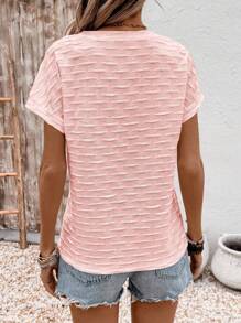 SHEIN LUNE 女士休闲V领短袖纯色T恤，夏季百搭