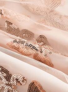 SHEIN MOD Vestido mini con decoración de lentejuelas sin tirantes, color champán