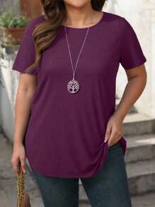 SHEIN Camiseta casual de talla grande de unicolor y simple, para el verano
