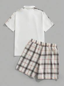 Manfinity RelaxMax 2 pièces/set Polo manches courtes décontracté à carreaux et short, ensemble pour homme, tenue de ville
