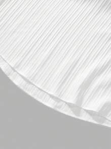 Manfinity Homme 2 件男士休闲纯色纹理短袖衬衫和抽绳腰宽松直筒裤套装，男士两件套服装，秋冬男装，白色套装