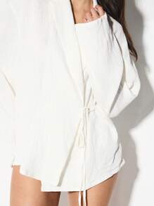 KIZN Blouse ample et élégante de style cache-cœur à manches longues, tenue professionnelle de bureau, Top de carrière. Tenue de soirée, porter pour les occasions spéciales en automne et en hiver - Blanc - Voir 4