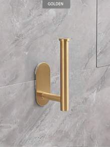 SHEIN 1pc Gold Toilet Paper Holder, Bathroom Tissue Holder, Stainless Steel Tissue Holder, Home Bathroom Decoration, Bathroom Organizer, Summer Kitchen Cling Film Storage Rack, Wall Mounted Non Perforated Storage Rack, Tissue Holder - Multicolor - View 13