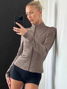 DAZY Women's Long Sleeve Sunscreen Cardigan Sports T-Shirt - Purple - View 7