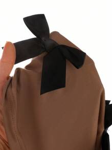 Elladie kids 2件套年轻女孩休闲棕色蝴蝶结短袖T恤和黑色喇叭裤，可爱活泼的夏季服装女孩服装套装蝴蝶结服装少女服装蝴蝶服装棕色服装 - 棕色 - 查看 6