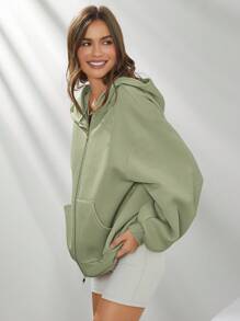 WESTFADE Summer Fleece Oversized Zip Up Long Sleeve Hoodie Graduation,Back To School Outfits,Graduation,Teacher Outfits For Women,Back To School - Mint Green - View 3