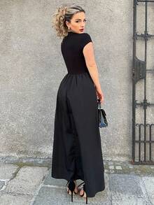 Jeta Ari Women'S Short Sleeve Slim Fit Stand Collar Dress With Flared Hem,Sun Dress