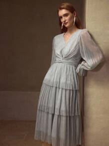MOTF Soiréza TWIST PLISSE COCKTAIL DRESS - Light Grey - View 1