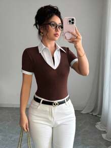 Rafferiza 法式风格女士办公室，端庄复古外观二合一商务休闲 T 恤