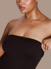 MUSERA Plus Size Fitted Strapless Maxi Dress Everyday Casual Spring Summer Vacation Holiday Essentials - Black - View 6