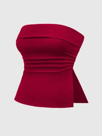 Grunge Punk Top tubo sexy y versátil de talla grande para mujeres, con diseño de abertura lateral y ajuste ceñido