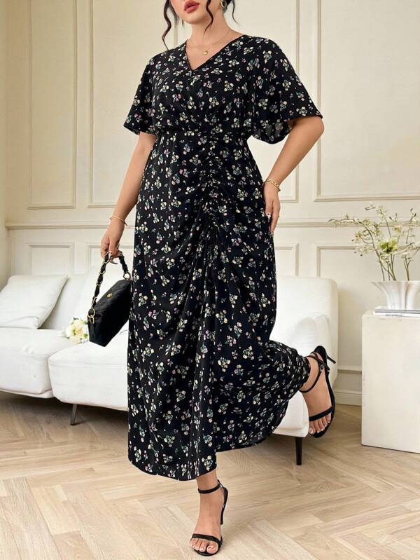 SHEIN Clasi Plus Size Women Summer Dress, Elegant Chiffon Printed Ruched Mid-Length Slimming Loose Short Sleeve Dress Long Floral Dress Women Casual Long Dress Long Dress Summer French Style Dress Summer Outfits For Women Plus Size Women Clothes Teacher Outfits For Women Office Outfits For Women School Clothes Women Summer Clothes Ropa De Verano Mujer Conjuntos Casuales Para Damas Festival Outfits For Women Going Out Outfits Vestidos Elegantes De Mujer Summer Dresses For Women Black Dress Summer Dress Women Dresses Vestidos De Verano Vestidos Casuales De Mujer Dresses For Women Elegant Dresses Summer For Women Elegant Dresses For Women