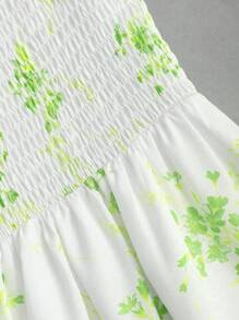 Sweetra Váy hở vai họa tiết hoa nhỏ xinh xắn dành cho nữ mùa hè - màu xanh lá - Xem 3