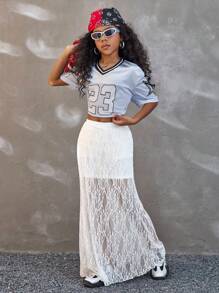 Coolane Kids Tween Girl 春夏街头风蕾丝白裙 - 白色 - 查看 2