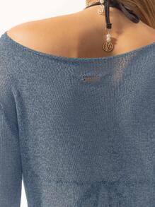 Aralina 度假村轻盈半透明度假针织沙滩裙 - 霧霾藍 - 查看 3