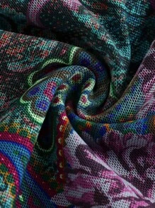 ROMWE Hippie Robe moulante pour femmes à imprimé fleur de cajou et rose de style rétro Y2K grande taille - Multicolore - Voir 5