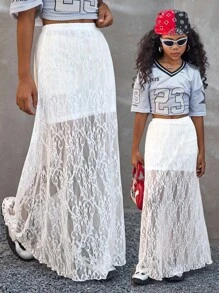 Coolane Kids Tween Girl 春夏街头风蕾丝白裙 - 白色 - 查看 4