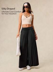 OutZeal Women Sports Pants Daily Casual Vacation UV Protection Cool Touch Wide Leg With Pocket - Black - View 2