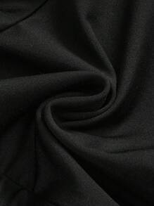 ROMWE Goth 1 件哥特式暗月镂空网眼拼布露肩加大码女式连衣裙 - 黑色 - 查看 10