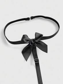 ROMWE Bộ vòng cổ nơ trái tim kim loại Gothic và quần lót gợi cảm - màu đen - Xem 3