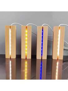 1 件/6 英寸木制矩形 LED 灯展示底座，USB 电源，暖色，白色，彩色，照明底座，夜灯，用于照片，水晶玻璃树脂艺术夜光装饰，装饰房间客厅厨房配件创意礼品，母亲节，情人节礼物装饰品 - 彩色 - 查看 6