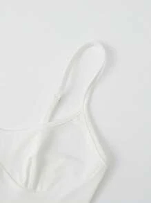 INAWLY 白色低领修身休闲度假性感俱乐部女式背心 - 白色 - 查看 5