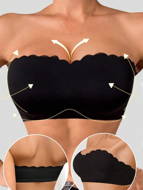 SHEIN 1pc Women's Solid Color Wire-Free Crop Top Bra