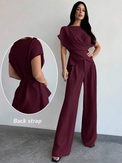 Firerie Elegant pendlarklänning med omlott-bustier och korsett och utsvängda byxor för kvinnor