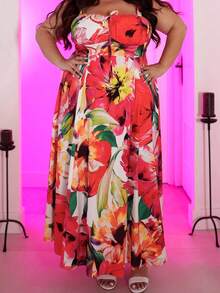 Pretty and Ole 大码女式简约日常随机印花连衣裙长款女装夏季 - 彩色 - 查看 8