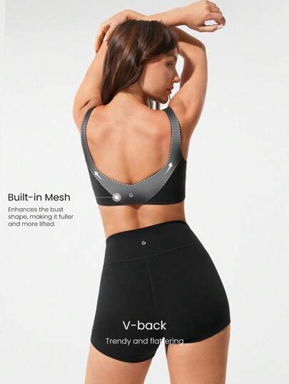 GLOWMODE FeatherFit™ Sculpt Push Up Power Play Compressive Built In Mesh Straps Removable Cups Back Demi Sports BH Medium Impact Running Jogging Workout Gym Training Active Fall view 4