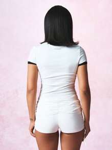 SUMWON 加大码原创文字婴儿铃声 T 恤个性 T 恤休闲日常基本款短袖圆领时尚上衣 - 彩色 - 查看 2