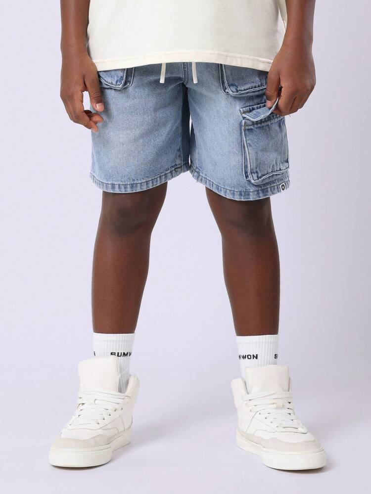 Premium Kids Denim Cargo Shorts Classic Relaxed Fit Youth Size