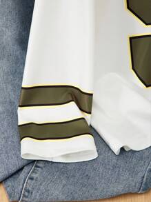 Sparklyn 青少年女孩数字印花长袖上衣，百搭街头风格休闲衬衫，适合日常穿着，春秋季节 - 軍綠色 - 查看 6