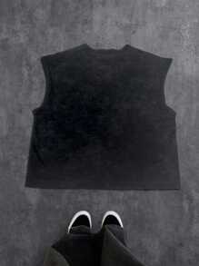 Manfinity EMRG Casual Ghost Face Print Washed Men Tank Top - Black - View 2
